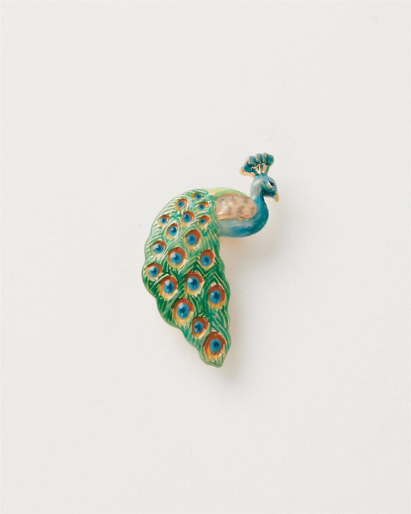 Enamel Peacock Brooch by Fable England