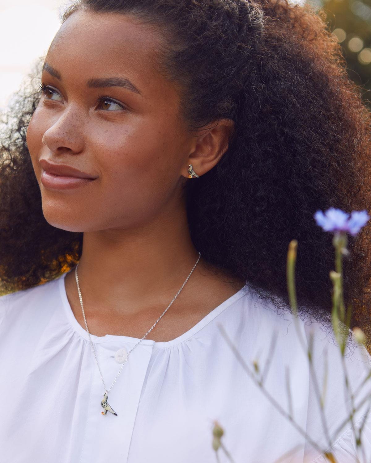 Enamel Pigeon Short Necklace by Fable England