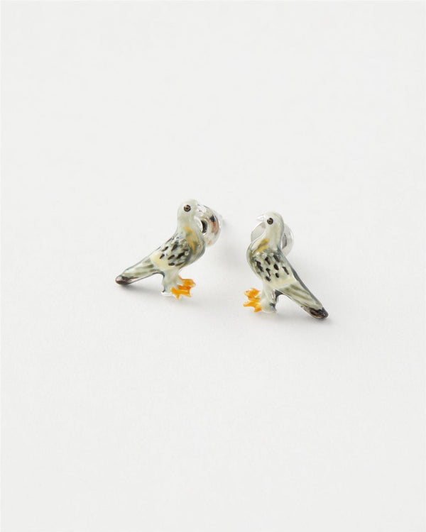 Enamel Pigeon Stud Earrings by Fable England