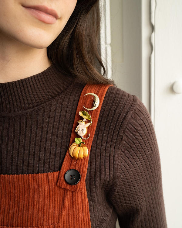 Enamel Pumpkin Brooch by Fable England