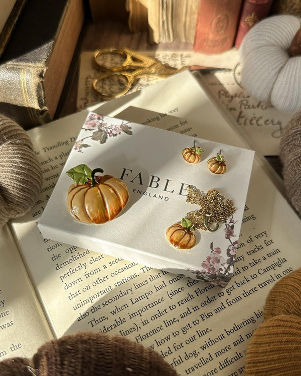 Enamel Pumpkin Short Necklace by Fable England