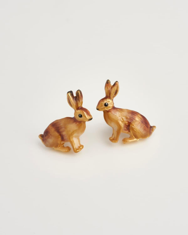 Enamel Rabbit Stud Earrings by Fable England