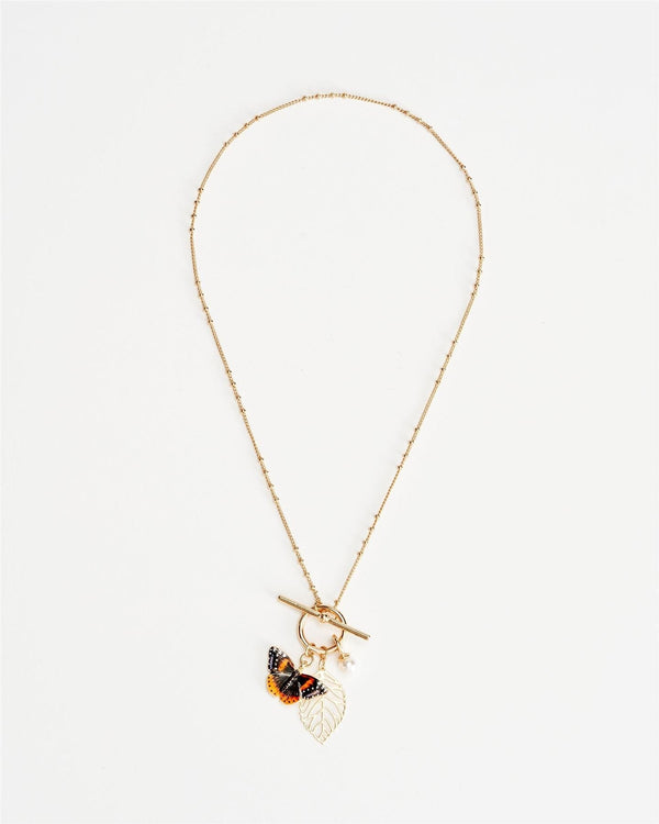 Enamel Red Admiral Charm Necklace by Fable England