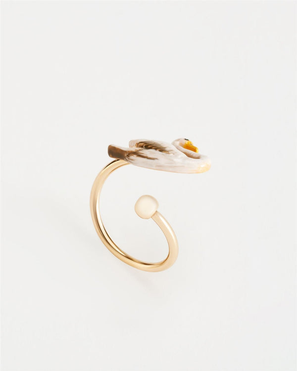 Enamel Swan Ring by Fable England