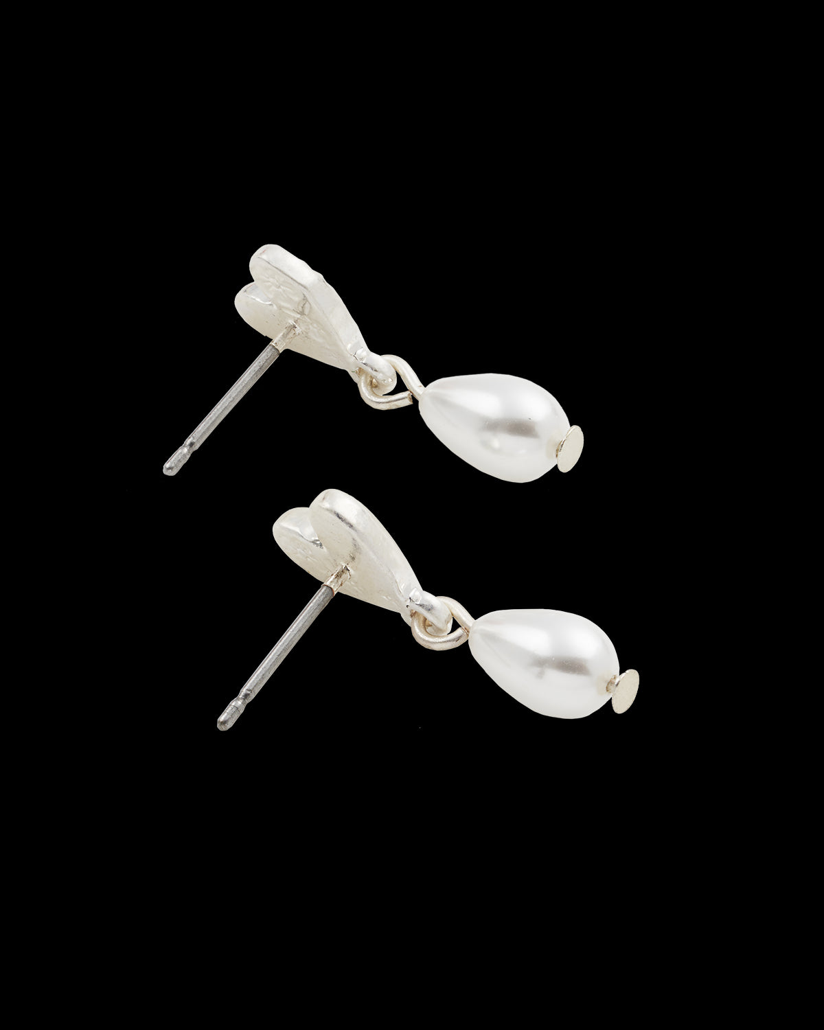 Forget Me Not Heart & Pearl Silver Earrings