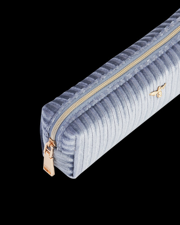 Blue Corduroy Velvet Pencil Case