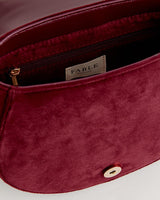Fox & Mushroom Embroidered Saddle Bag - Redcurrant Velvet