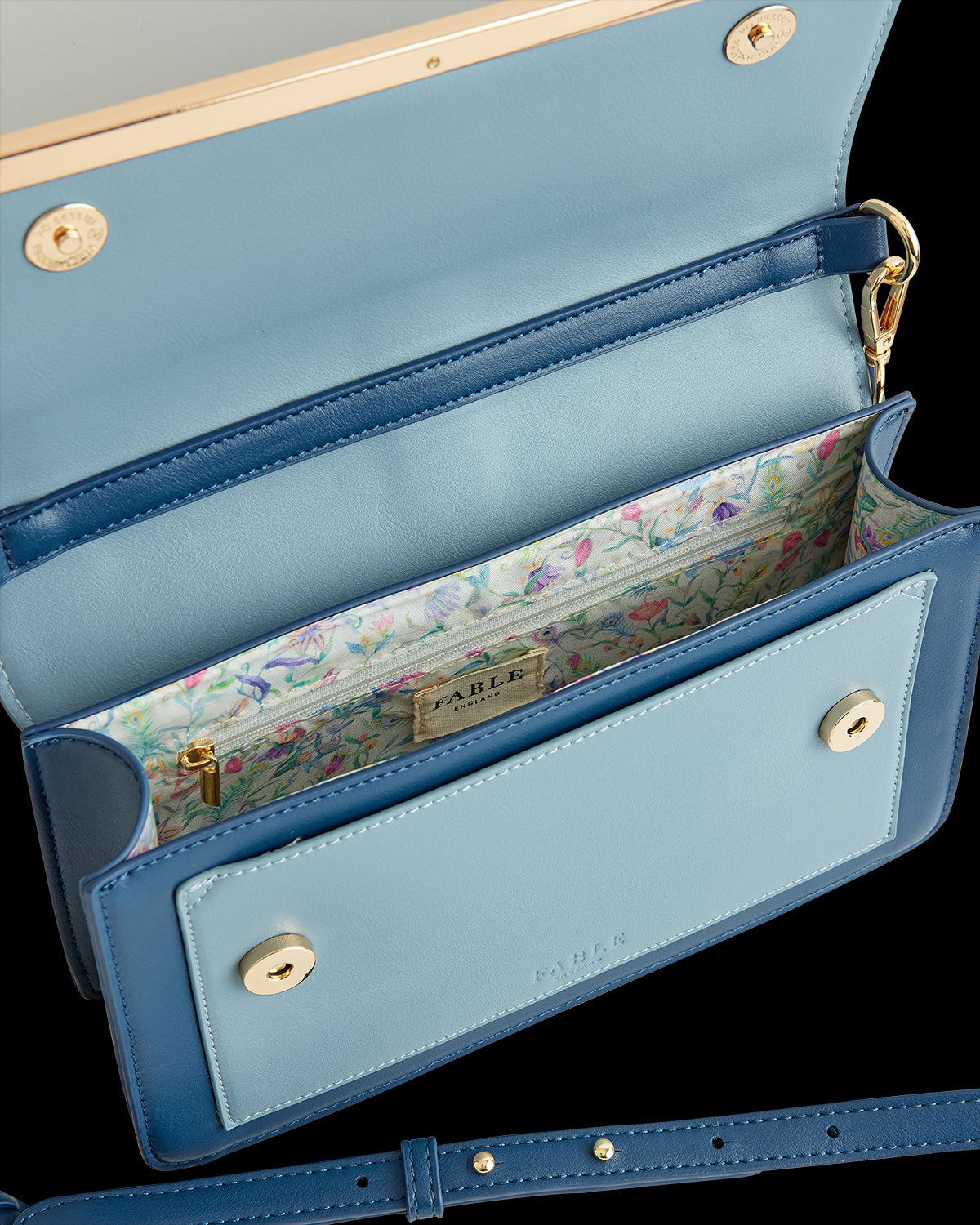 Bolso Bandolera Martín Pescador Bordado Azul