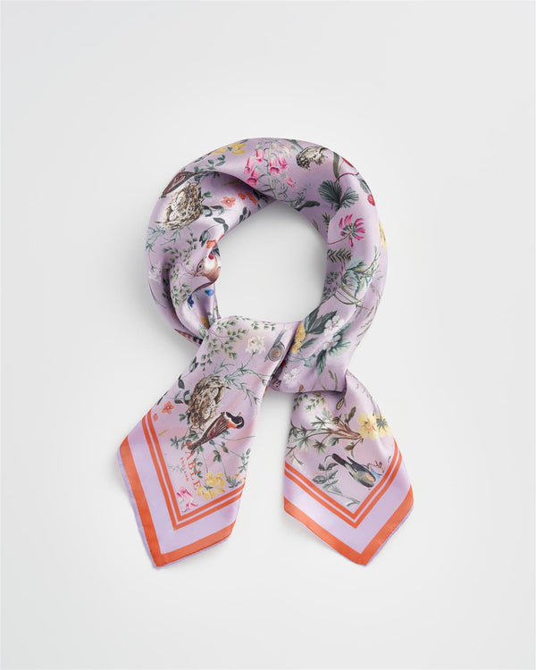 Meadow Creatures Lilac Square Scarf by Fable England