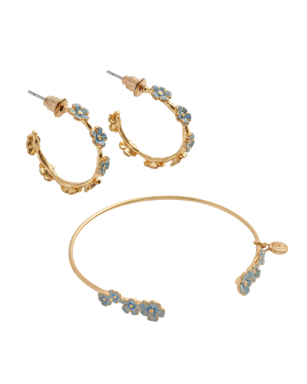 Forget-Me-Not Bangle & Forget-Me-Not Stud Hoop Earrings Set