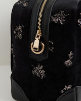 Hepsie Velvet Embroidered Bag - Black by Fable England