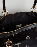 Hepsie Velvet Embroidered Bag - Black by Fable England