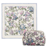 Hydrangea Small Quilted Makeup Bag & Hydrangeas Square Scarf Set