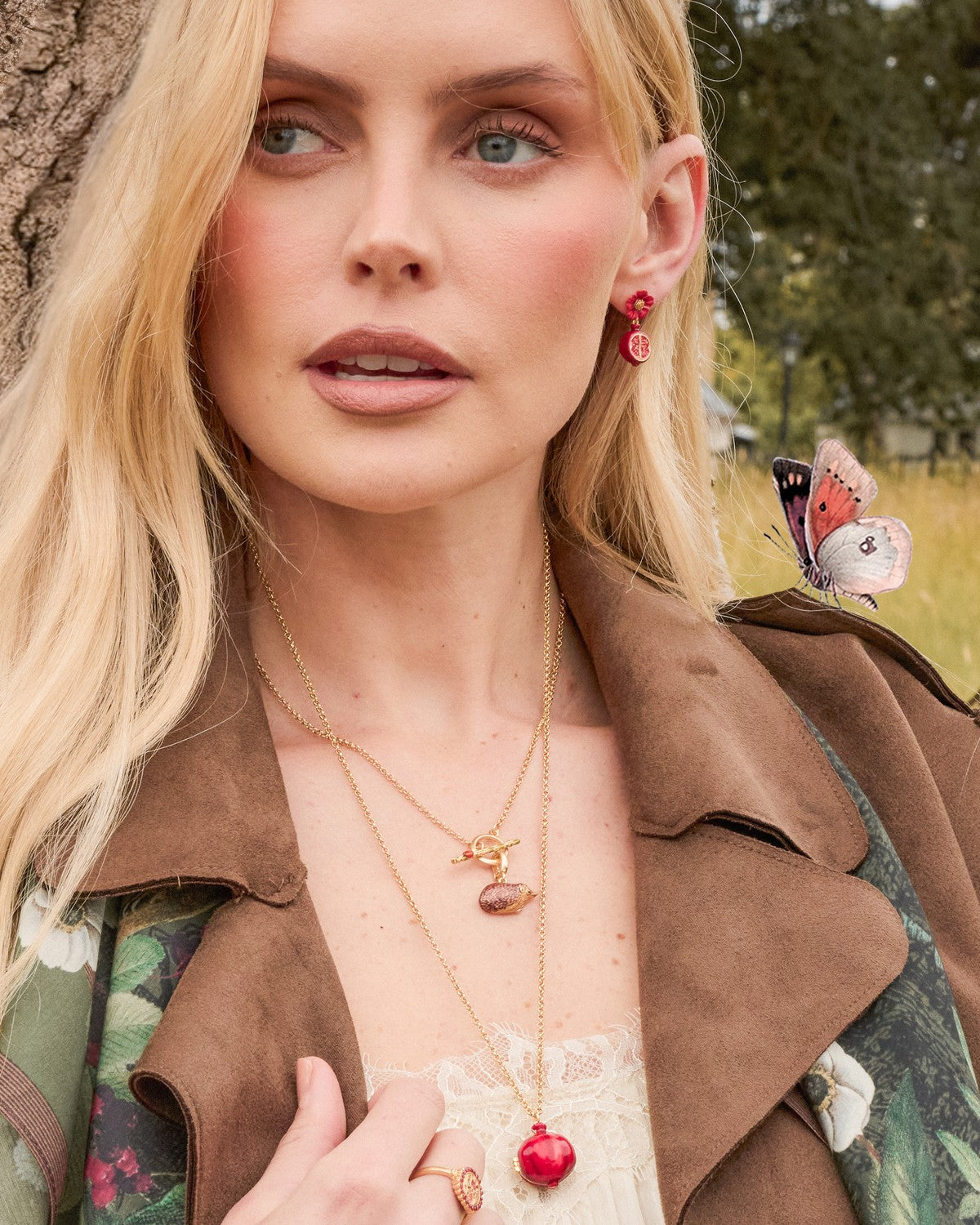 Pomegranate Locket Necklace in Gold
