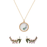 Lavender Monocle Necklace & Lavender Earrings Set