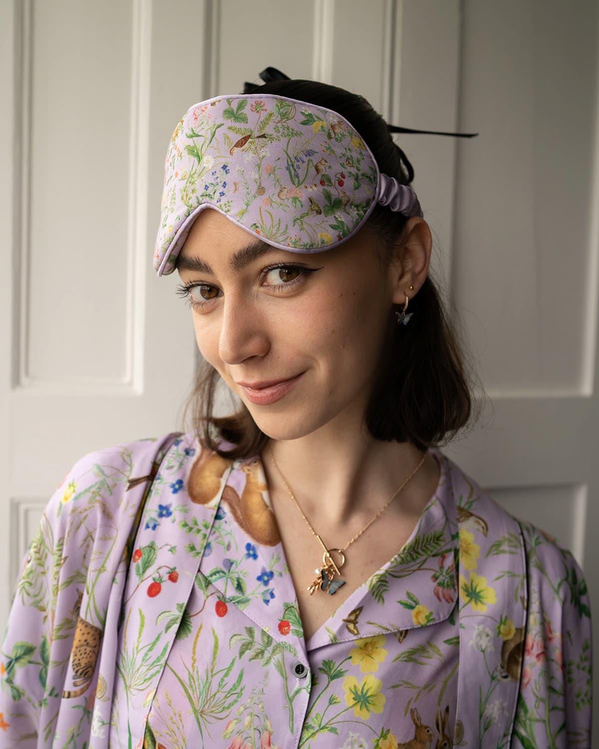 Meadow Creature Lilac Sleep Mask by Fable England