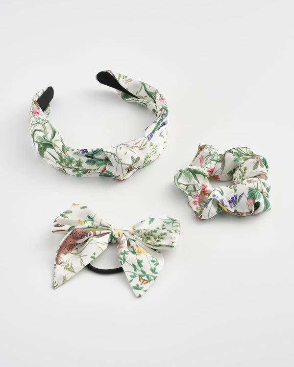 Meadow Creatures Headband, Scrunchie & Bow Marshmallow - Set of 3 by Fable England