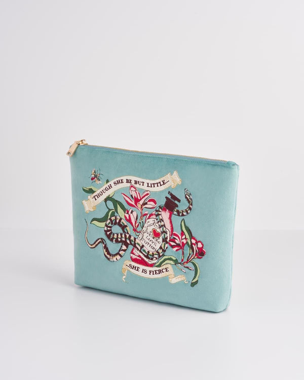 Midsummer Dream Love Potion Embroidered Teal Velvet Pouch by Fable England