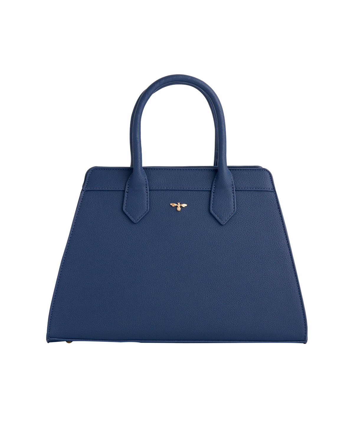 Blue handbag with a brand logo on a white background