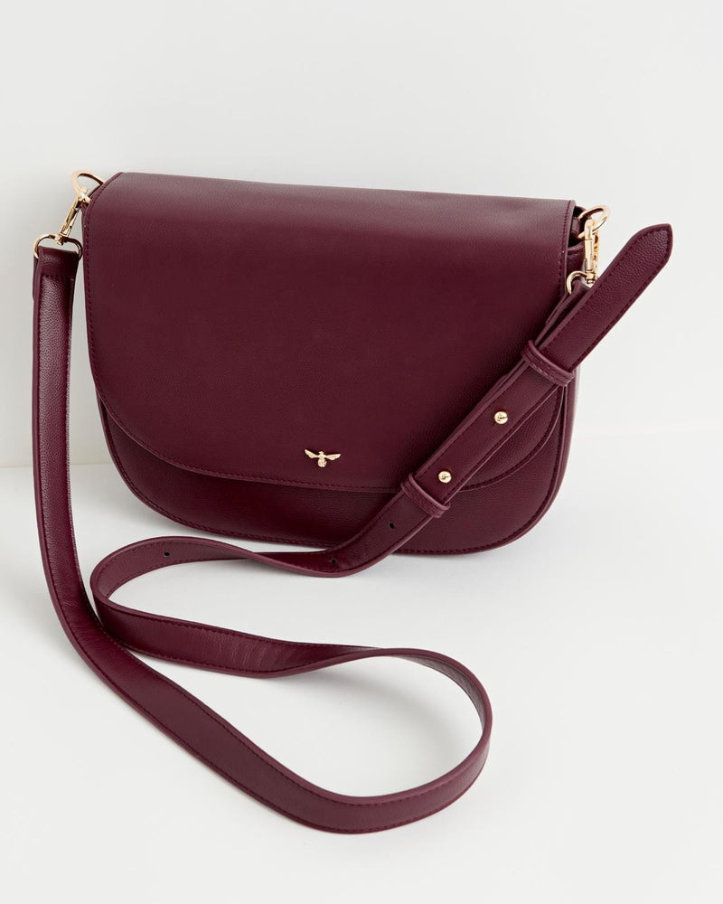 Nina Messenger Handbag - Burgundy by Fable England