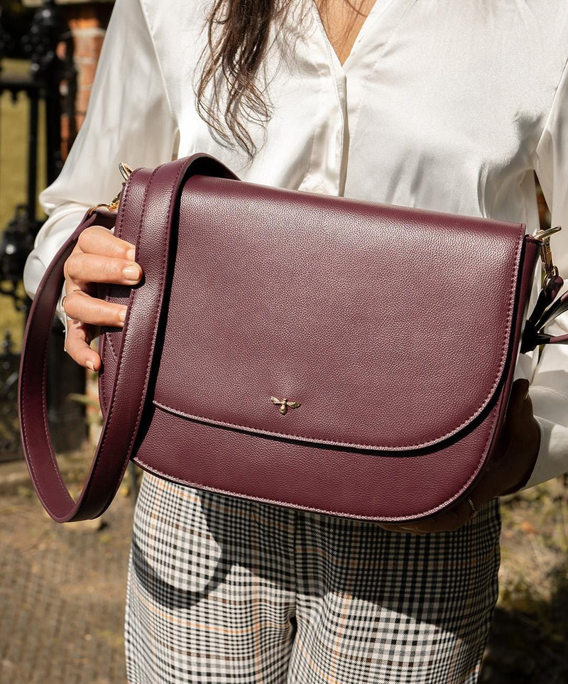Nina Messenger Handbag Burgundy Vegan Leather by Fable England