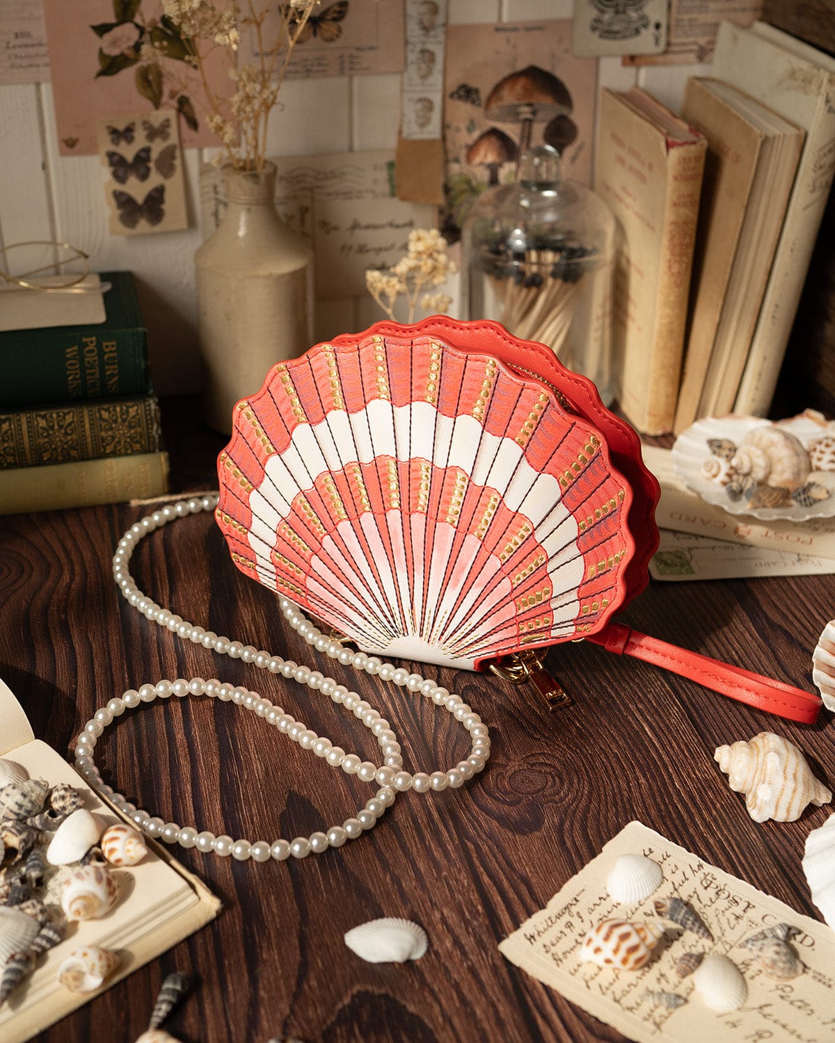 Pearl Clam Shell Crossbody Bag by Fable England