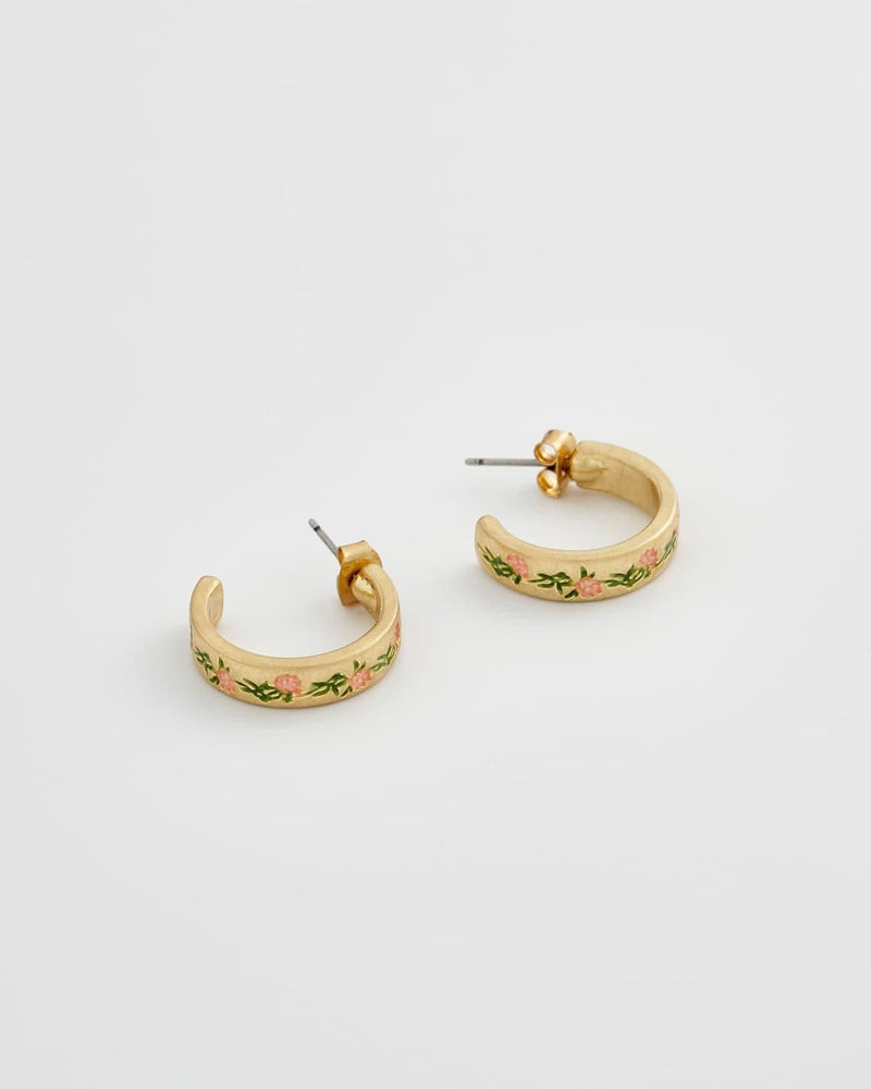 Pink Oxalis Hoop Earrings by Fable England