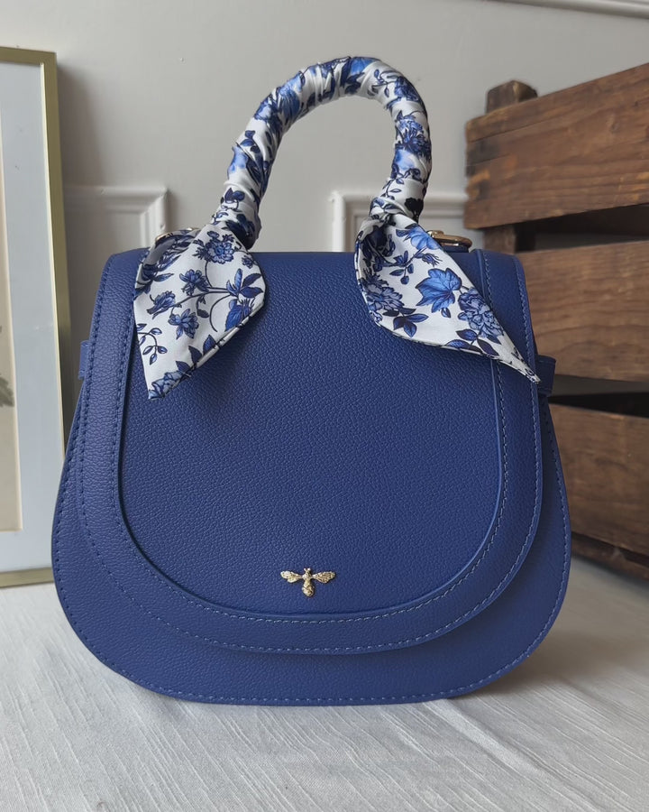 Blue Agnes Top Handle Saddle Bag