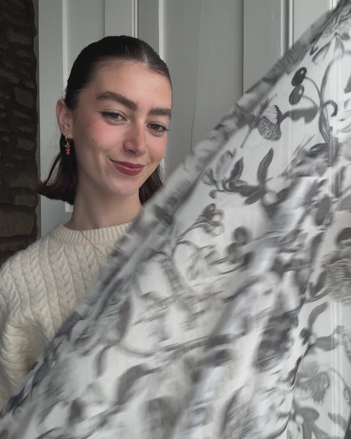 Tree Of Life Monochrome Lightweight Scarf by Fable England