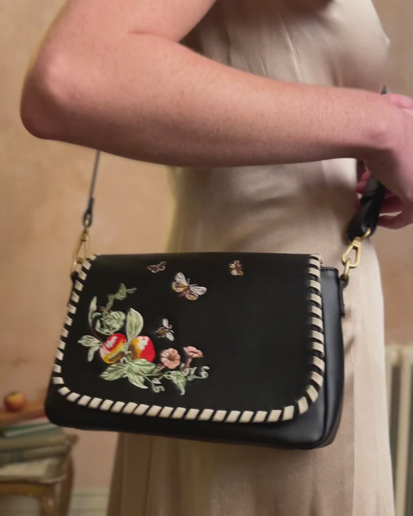 Apple Leather Handbag - Black by Fable England