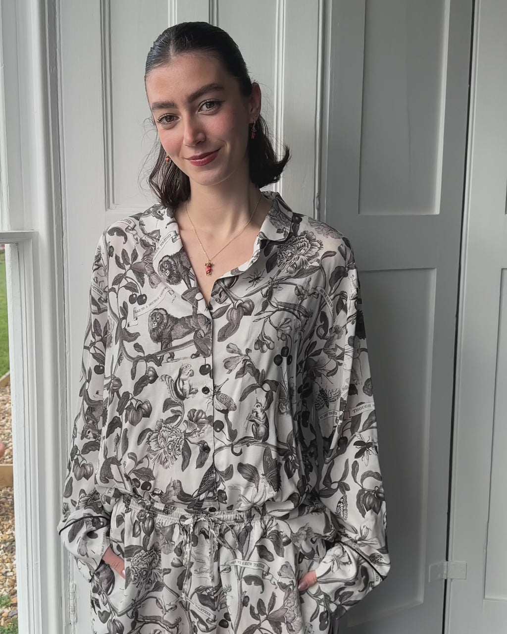 Tree Of Life Monochrome Long Kimono by Fable England