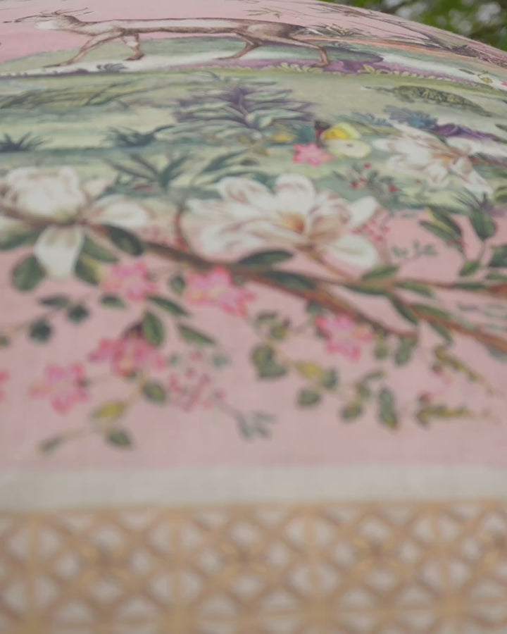 Pink Woodland Scene Long Scarf