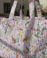 Meadow Creatures Quilted Tote - Lilac by Fable England