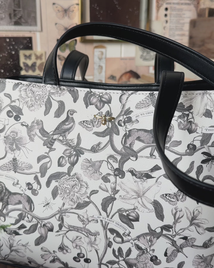 Tree Of Life Monochrome Small Tote - Black/White by Fable England