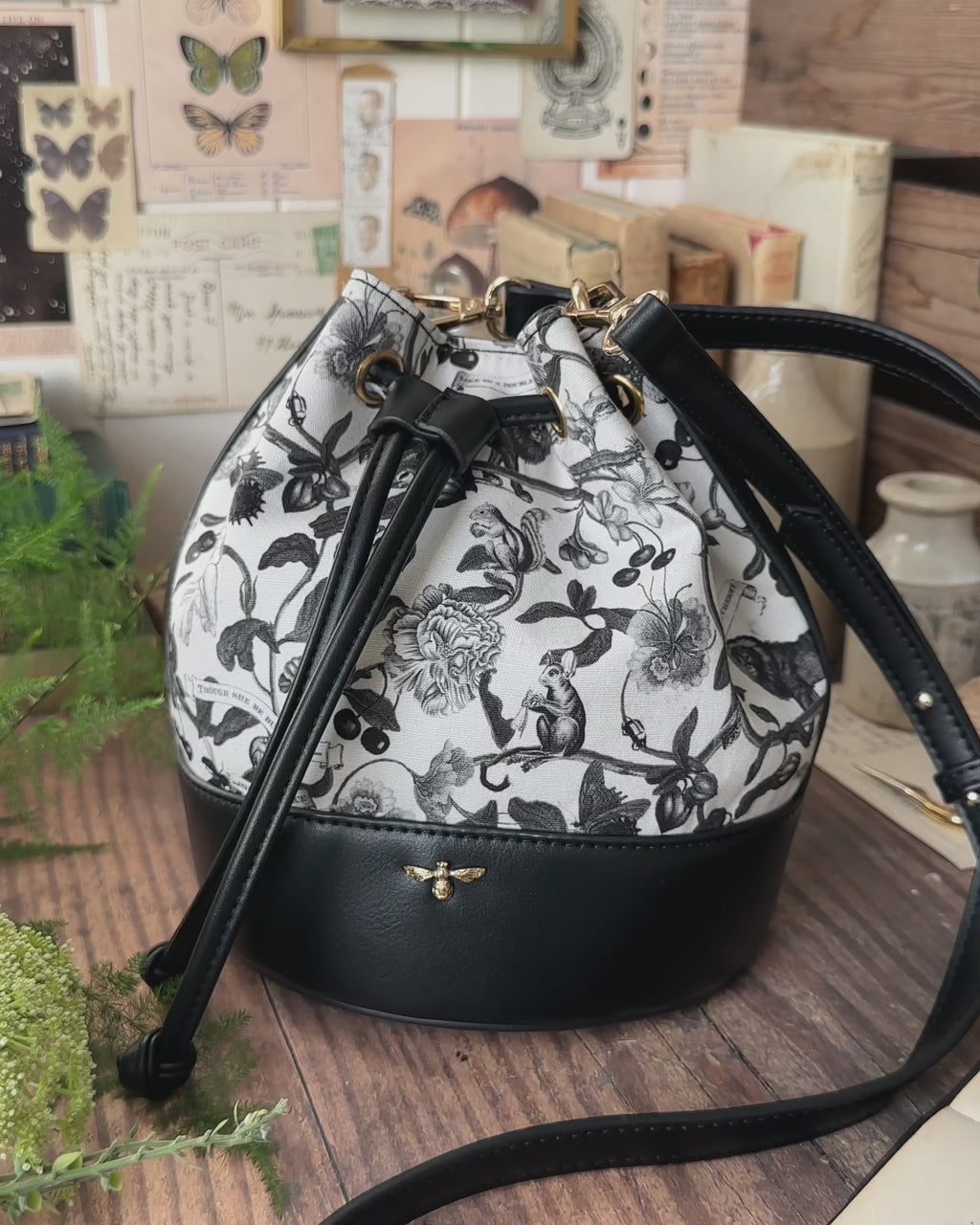 Tree Of Life Bucket Bag - Black by Fable England