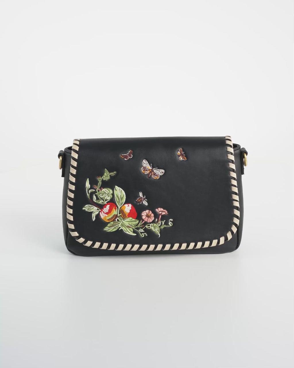 Apple Leather Handbag - Black by Fable England