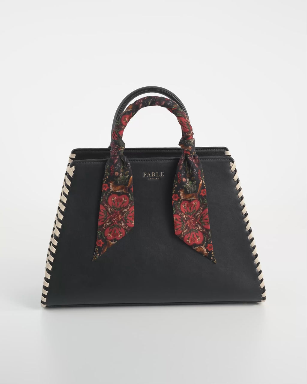 Gala Apple Leather Tote - Black by Fable England