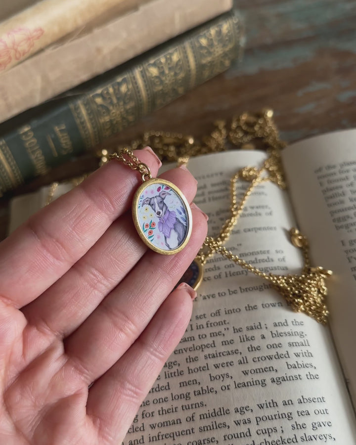 Pet Portraits Whippet Pendant Short Necklace by Fable England