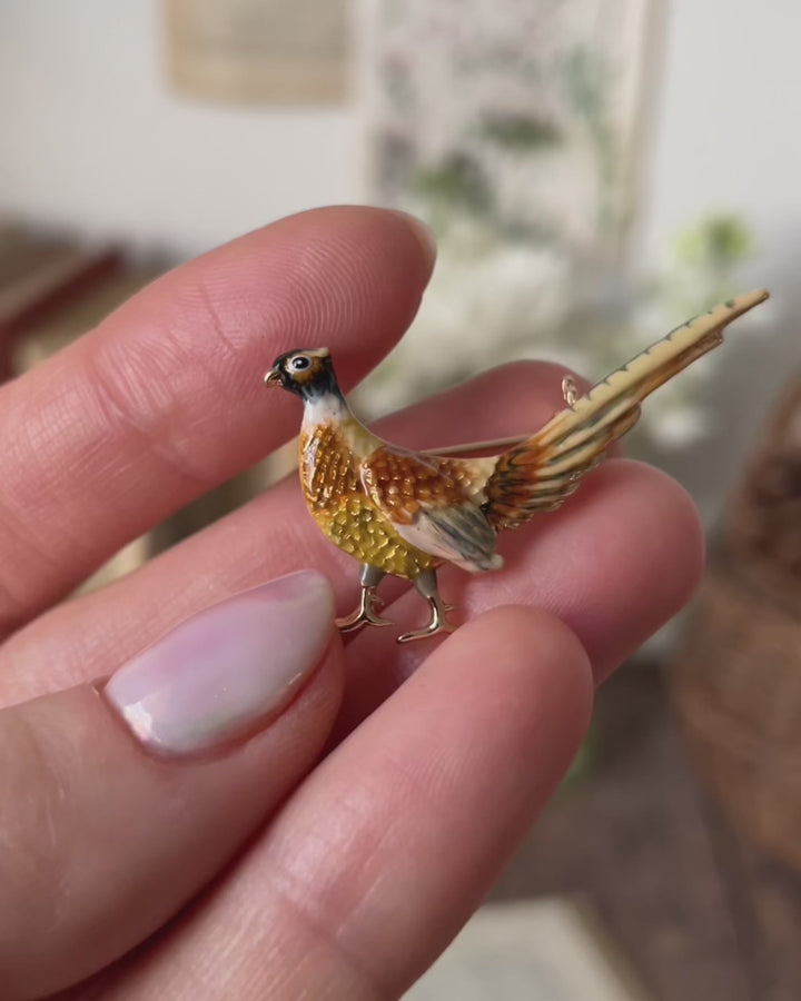 Enamel Pheasant Brooch by Fable England