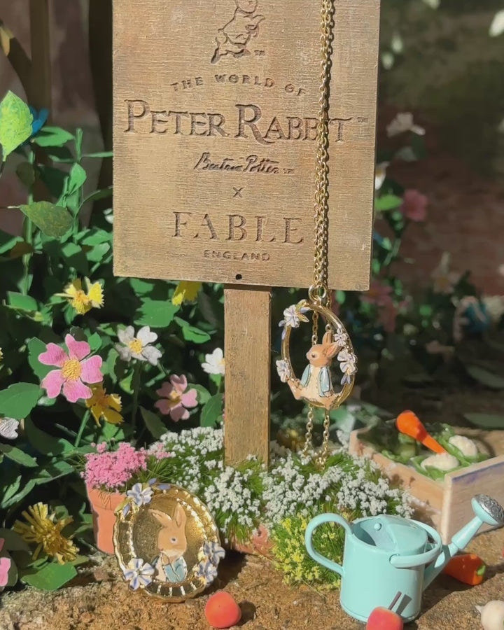 Fable England x Peter Rabbit Blue Velvet Embroidered Pouch