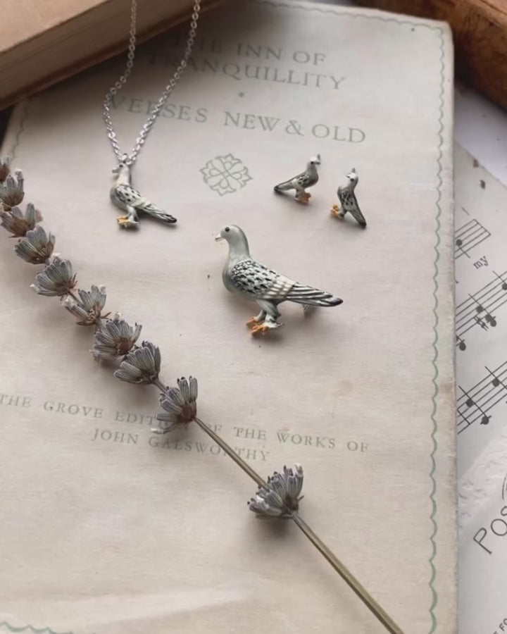 Enamel Pigeon Short Necklace by Fable England