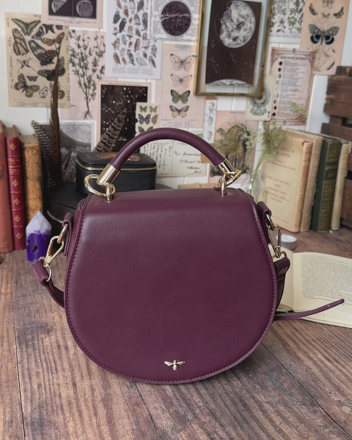 Liberty Saddle bag Burgundy Vegan Leather by Fable England