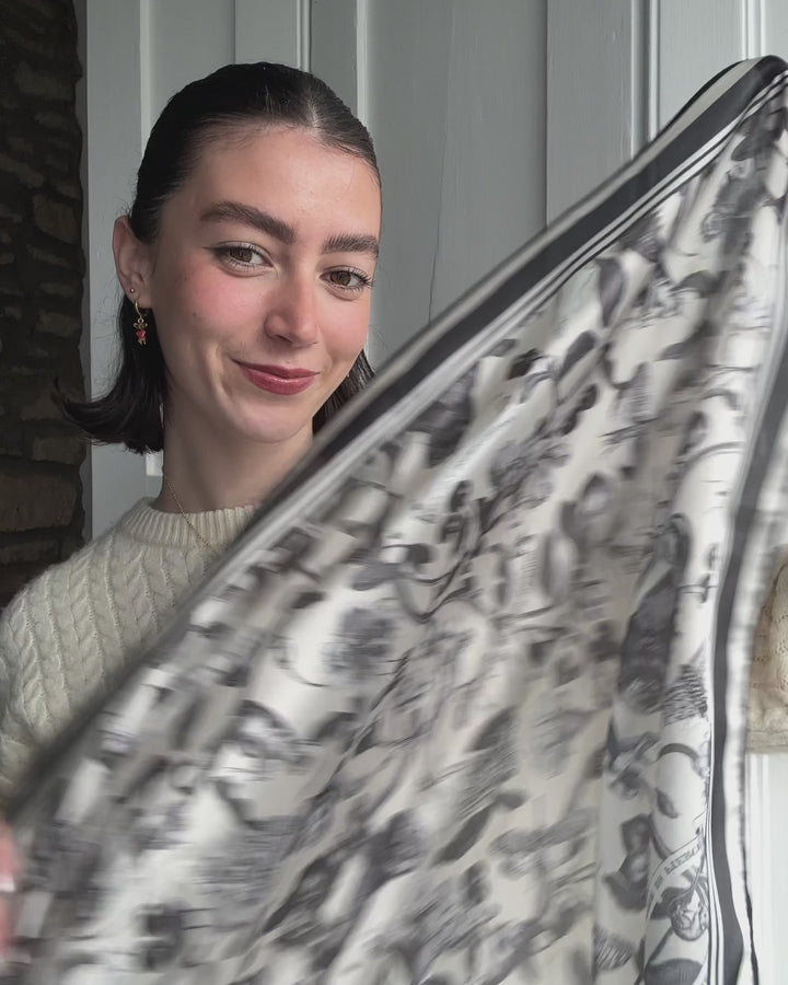 Tree Of Life Monochrome Square Scarf by Fable England