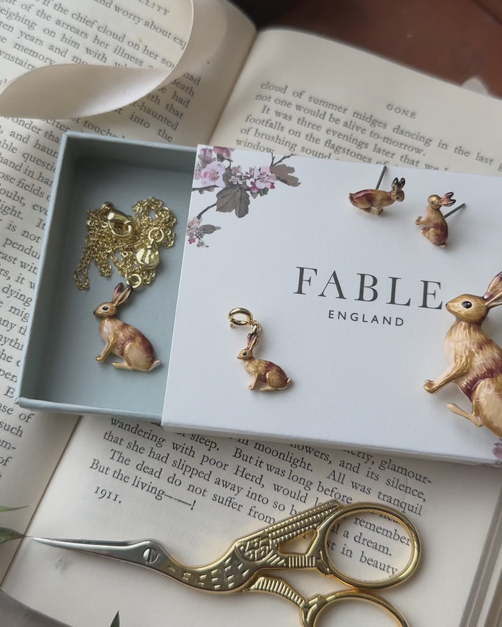 Enamel Rabbit Stud Earrings by Fable England