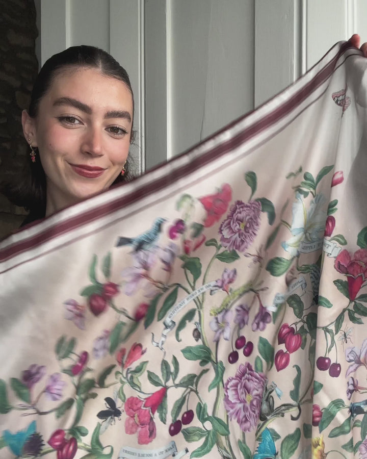 Tree Of Life Narrative Silk Square Scarf by Fable England