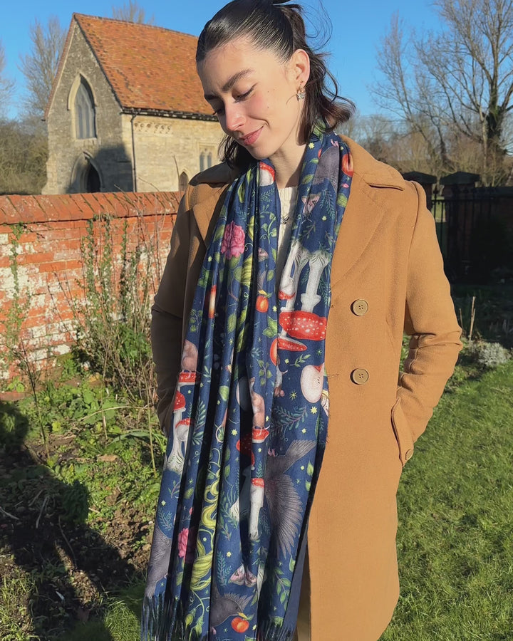 Catherine Rowe's Into The Woods Scarf Blue by Fable England