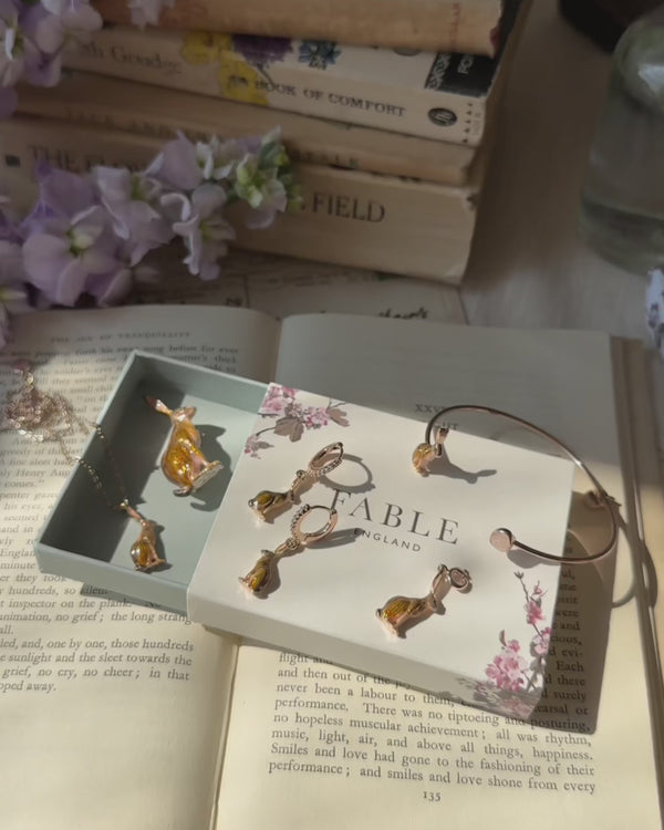 Enamel Hare Huggie Earrings