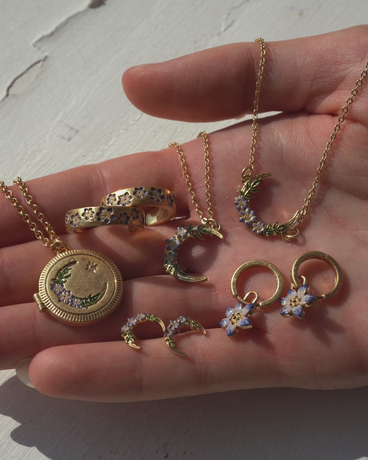 Silver Nightshade Moon Pendant Necklace