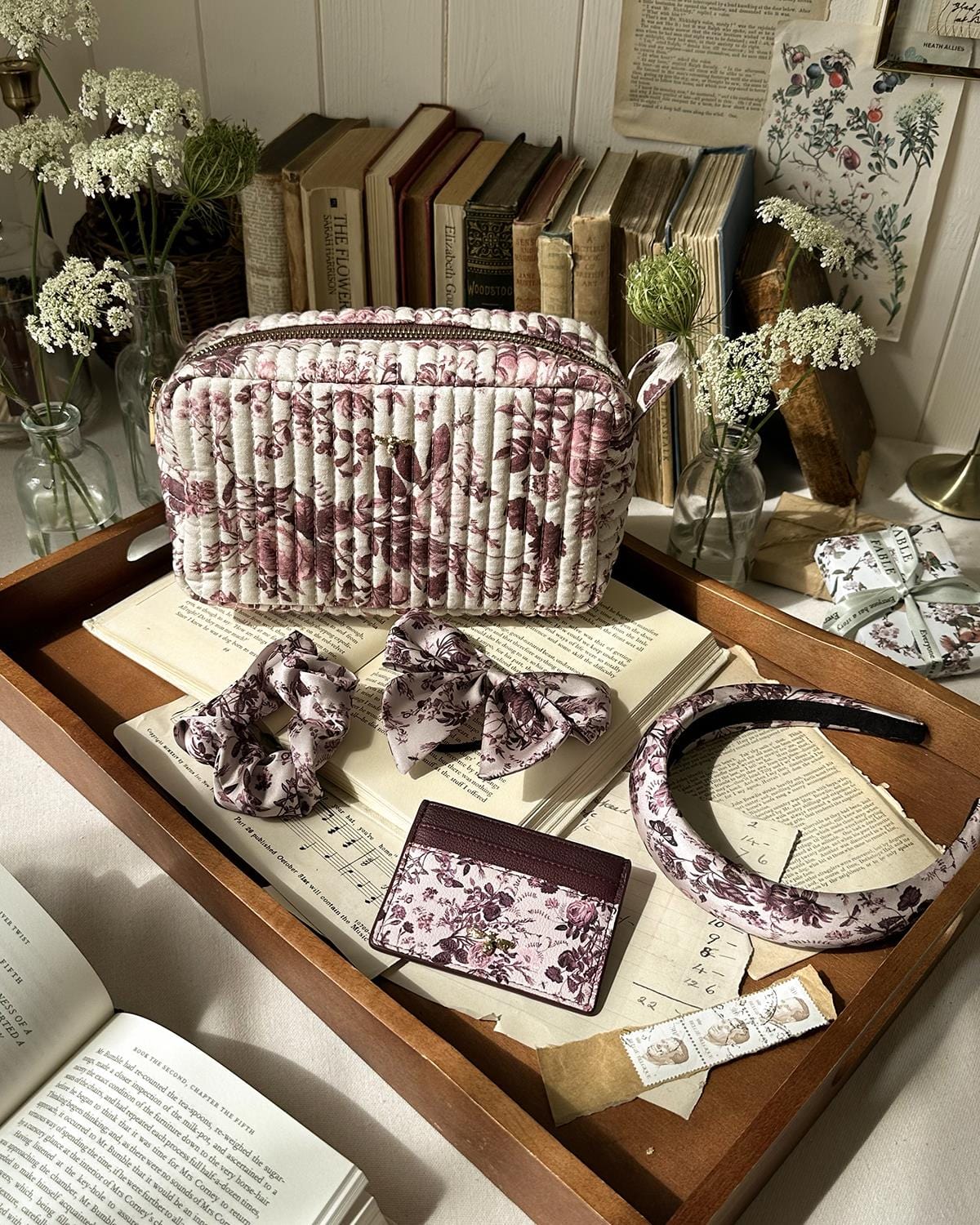 Rambling Rose Card Purse Burgundy by Fable England