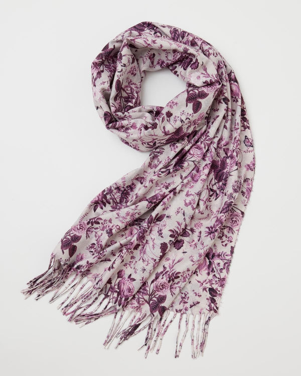 Rambling Rose Heavyweight Scarf Burgundy by Fable England